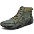 Stilvolle Herren Martin Boots in Grau mit Strickkragen und robuster Gummisohle - 38 / Grün (wx88999)