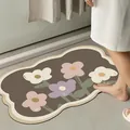 Tappetino da bagno in terra di diatomee marrone con motivo floreale e fondo antiscivolo - 40*60cm / Fiori di Estate