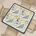 Quadratische wasserdichte PVC-Tischmatte mit botanischem Farn- und Blumenmuster - G-Stil Floral