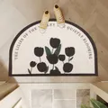Elegant semi-circular floral doormat featuring non-slip texture and English print - 40*60cm / Floral Pattern HD-2