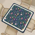 Elegante quadratische wasserdichte PVC-Tischmatte mit dunkelblauem Blumenmuster-Design - J-Stil Floral