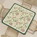 Quadratische Tischmatte aus Leder mit Vintage-Blumenmuster und grünem Rand wasserdicht - K-Stil Floral