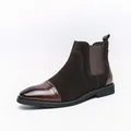 Eleganti stivali Chelsea marroni da uomo con punta in pelle brogue e scamosciata - 38 / Stivali Martin Spliced Brogue / Marrone (9577)