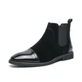 Stivali Chelsea da uomo in pelle e camoscio neri con eleganti dettagli brogue classici - 38 / Stivali Martin Spliced Brogue / Nero (9577)