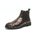 Eleganti stivaletti Chelsea da uomo in bronzo metallizzato con raffinati motivi floreali. - 38 / Stivaletti Chelsea con Goffratura Floreale Vintage / Oro (9555)