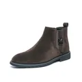 Klassische dunkelbraune Wildleder-Chelsea-Boots für Herren mit seitlicher Schnalle - 38 / Schnalle Dekor Chelsea-Boots / Braun (9566)