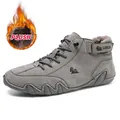 Men's winter plush lined high-top Martin boots in grey with anti-slip octopus sole - 38 / Plush Lined Style (C8008M) / Gray