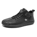Botas Martin de cuero negro para hombre con suelas de goma cosidas a mano duraderas - 35 / Negro