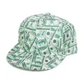 Detailansicht einer modischen Hip-Hop-Baseballkappe mit Allover-US-Dollar-Aufdruck - Grüner US-Dollar Allover-Druck Stil