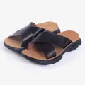 Sandalias de verano para niños con correas cruzadas marrones y suela negra suave - 26 / Marrón Oscuro