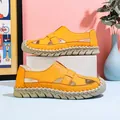 Summer breathable orange hollow-out women's outdoor shoes with hand-stitched sole - 38 / Orange