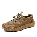 Men's breathable mesh outdoor trail shoes with anti-slip lug sole and toe protection - 38 / Brown