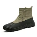 Herren Winter Schneestiefel zum Hineinschlüpfen in Olivgrün mit schwarzer Textur und Naht - 38 / Martin Stiefel Stil (3021) / Khaki