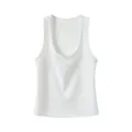 Classic white wide-strap ribbed tank top for women, comfortable slim fit sleeveless vest - XS / Tops / White