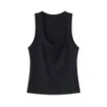 Minimalist black wide strap tank top for women in comfortable fabric - XS / Tops / Black