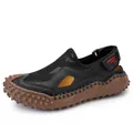 Ademende herensandalen met gesloten neus in zwart en bruin met dikke rubberen zool - 38 / 3032 Zwart