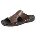 Sandali da spiaggia in pelle marrone da uomo con borchie metalliche - 38 / Marrone Scuro (bw5233)