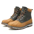 Professional men's high-top outdoor work snow boots in grey and tan suede style - 38 / Yellow (Fleece-lined)