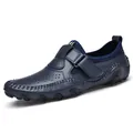 Mocassins de conduite respirants bleu marine pour hommes avec bride et perforations - 38 / Bleu