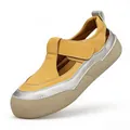 Stylish women's closed-toe platform sandals in yellow and silver - 38 / Yellow