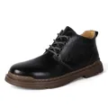 Classic black cowhide leather Martin boots for men with British retro workwear style - 38 / British Work Style (25991) / Black