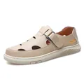 Men's breathable beige hollow-out closed-toe casual beach sandals with adjustable strap - 40 / Closed Toe Style (92535) / Sand