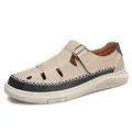 Men's breathable hollow-out casual sandals in khaki with black trim and thick sole - 40 / Closed Toe Style (92539) / Sand