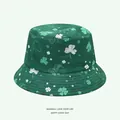 Vue détaillée du chapeau bob vert de la Saint-Patrick avec imprimés trèfles - 6# (Trèfle Radiant Vert Foncé)