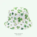 Vue détaillée d'un chapeau bob blanc pour la Saint-Patrick avec des trèfles verts - 8# (Blanc avec Trèfle Vert)