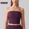Elegant plum red slim fit pleated strapless tube top for women's fitness and gym - S / Tops / Plum Red