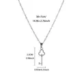 Detailed view of silver stainless steel key pendant necklace with precise size measurements - Clover Key Style (P1216308)