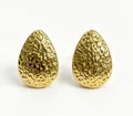 Boucles d'oreilles minimalistes en acier inoxydable doré en forme de goutte martelée - Style Goutte Martelé (BJ270) / Or