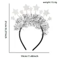 Sparkling silver tinsel headband with glittery stars for festive Christmas party decorations - Silver Star Tinsel Headband
