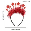 Festive red tinsel headband with glittery stars for Christmas and New Year parties - Red Star Tinsel Headband