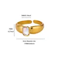 Detailed dimension chart of an adjustable gold stainless steel ring with rectangle gem - Adjustable / Rectangle Zirconia Style (G218642)