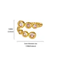 Close-up of gold stainless steel ring with dimensions 14mm height and 17mm inner diameter - Adjustable / Six-Diamond & Beads Style (G128362)