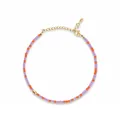 Fresh sweet dopamine colorful glass beaded bracelet with purple and orange bead mix - Purple Orange Glass Seed Bead With Olive Gold Bead Style (37)