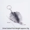Creative realistic dried salted fish keychain pendant, silver gray finish, 8.2cm length - Salted Fish (Keychain)