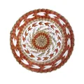 Decorazione murale boho intrecciata a mano con motivo circolare in alga arancione e bianco - 25cm / Decorazione da Parete Intrecciata Mista Stile H