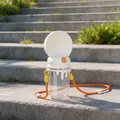 Portable pet water bottle in cloud white with unique melting design and orange strap - Melting Bottle Strap Style / White