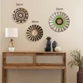 Set di 3 decorazioni murali bohémien in paglia intrecciata a mano da 30cm e 35cm - Set FIO / Set di 3 pezzi