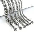 Close-up detail of various thicknesses of stainless steel wheat chain necklaces with clasps. - Bracelet / 3mm Width (18cm)