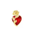 Vintage vergulde heilig hart hanger met rood kristal en verfijnde rozenbloem details - Roos Omwikkeld Heilig Hart / 2.3x1.5cm (Zonder Ketting) / Goud