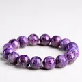 Bracelet en perles de charoïte naturelle violette de qualité supérieure pour hommes et femmes - Grade 6A