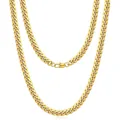 Classic gold-plated stainless steel Cuban link necklace for men's bold hip-hop style - 4mm Buckle Style / 4mm - Length 18cm / Gold