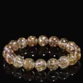 Natural 6A grade silver rutilated quartz beaded bracelet with lustrous metallic needles - Grade 6A / 8-8.8mm Single Layer (approx 23 beads)