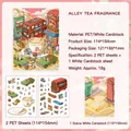 Kit de pegatinas 3D Alley Tea Fragrance con láminas PET y tarjeta de escena scrapbooking - Aroma de Té de Callejón