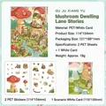 Set de pegatinas para diario tema casa hongo con 2 hojas PET y 1 tarjeta de escena DIY - Calle de los Hongos