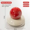 Ergonomischer Saugnapf-Toilettensitzdeckelheber in Cremeweiß und glänzendem Rot - Kugeldeckelheber / 1 Stück / Milchweiß Rot