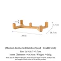 Soporte de bambú para cuencos de mascotas con 2 ranuras, medida 30x18,7x5,7cm - Soporte Mediano Cuenco Doble